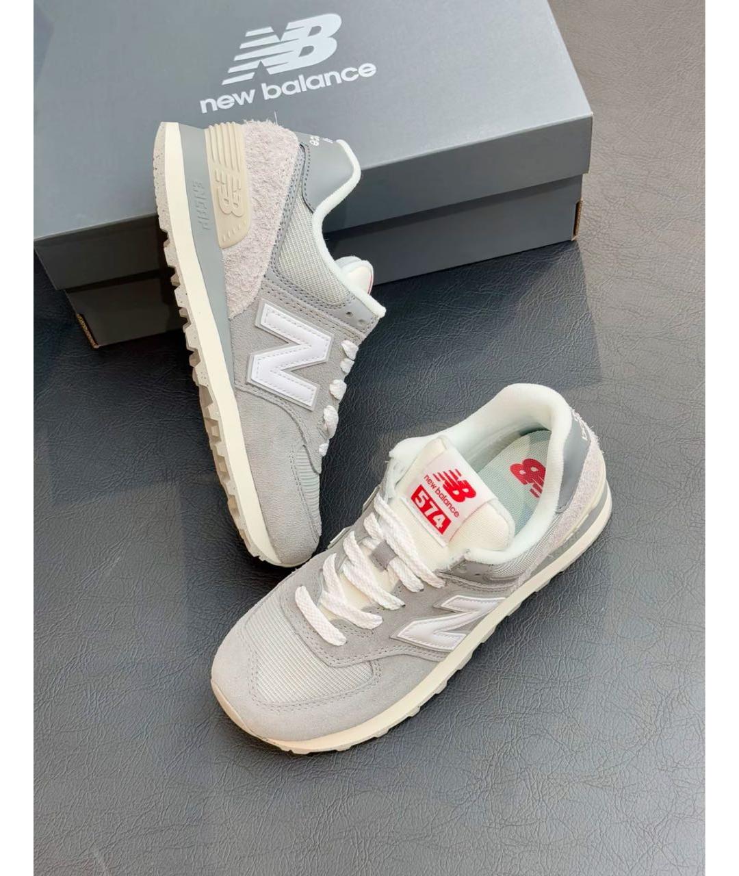 NEW BALANCE Серые замшевые низкие кроссовки / кеды, фото 2