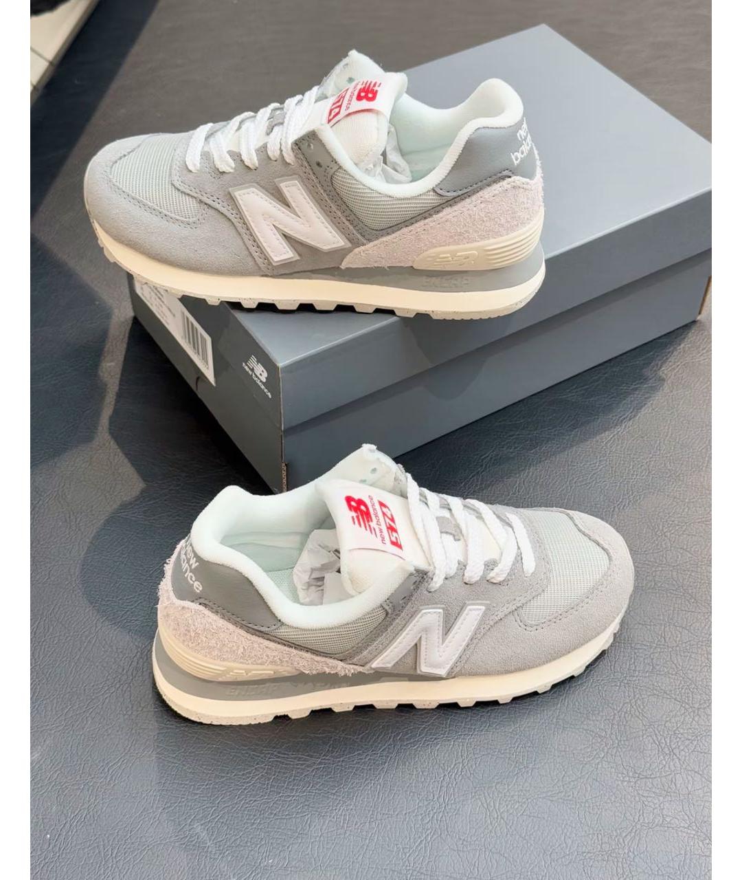 NEW BALANCE Серые замшевые низкие кроссовки / кеды, фото 3