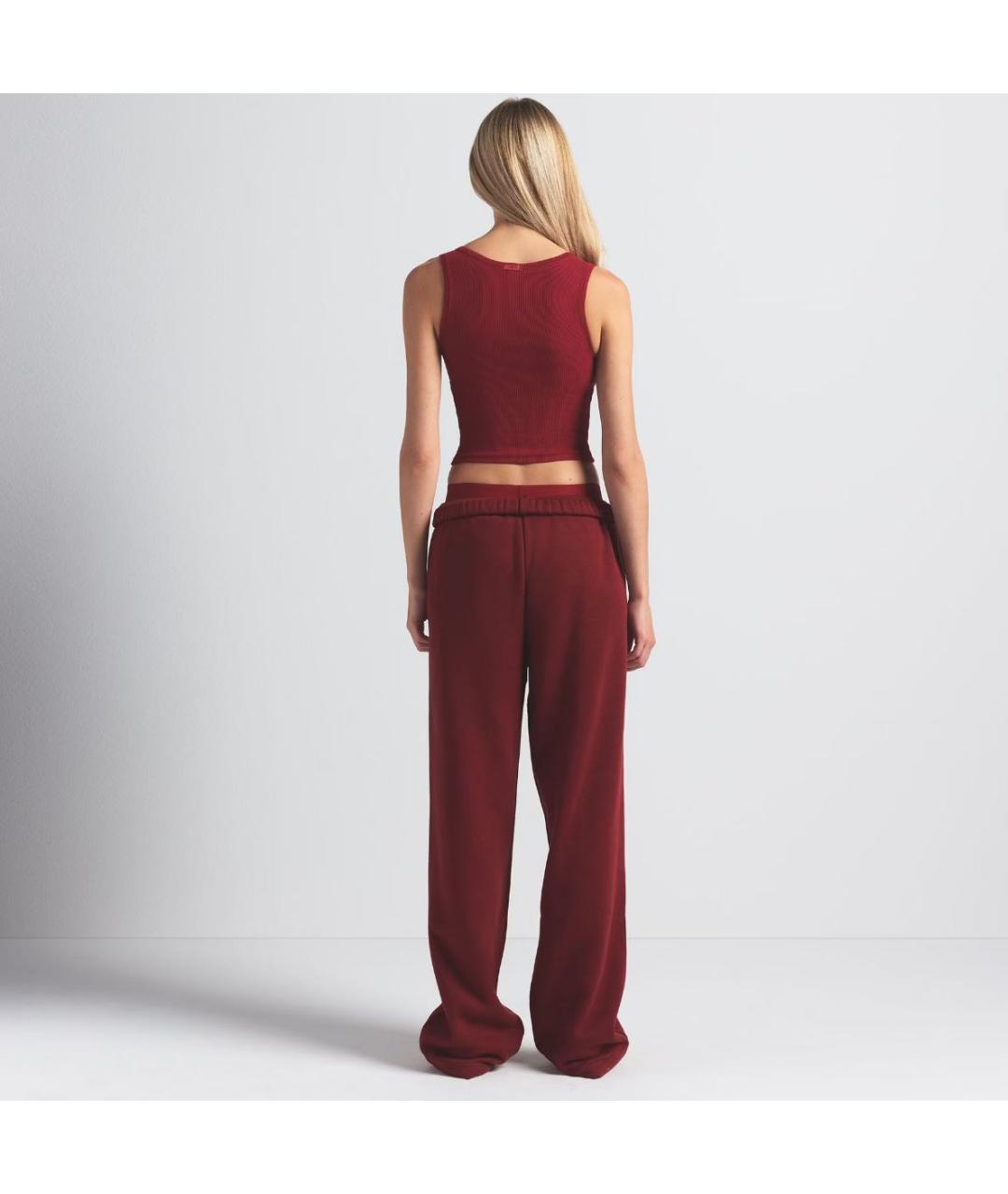 SKIMS Бордовые хлопковые спортивные брюки и шорты, фото 4