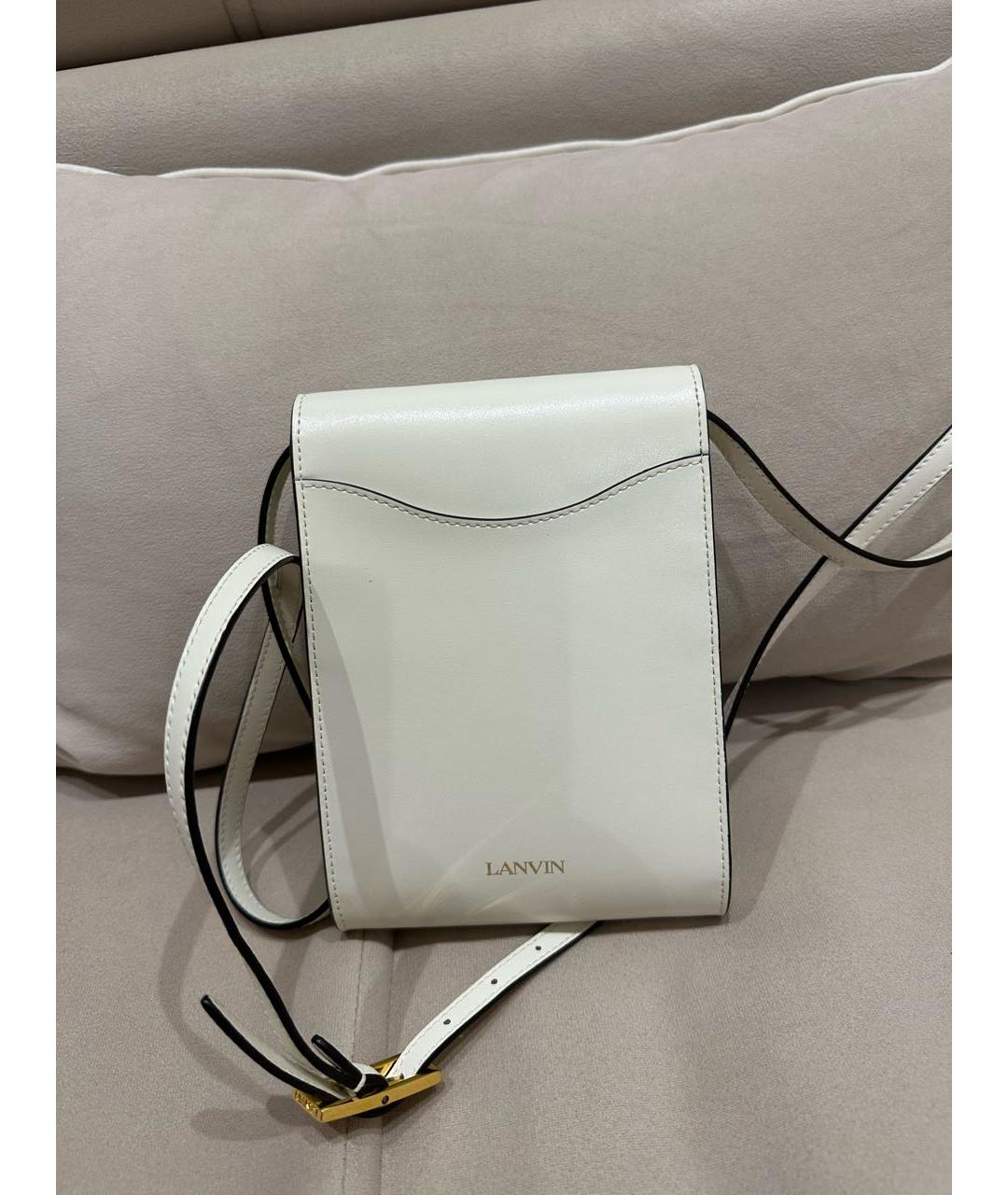 LANVIN Белая кожаная сумка через плечо, фото 5
