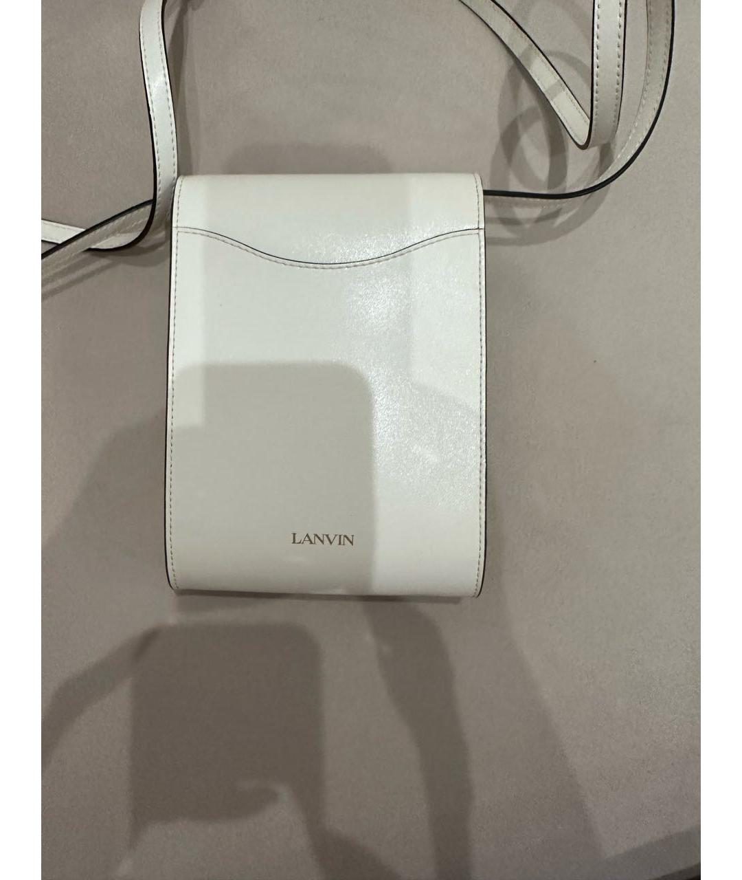 LANVIN Белая кожаная сумка через плечо, фото 3