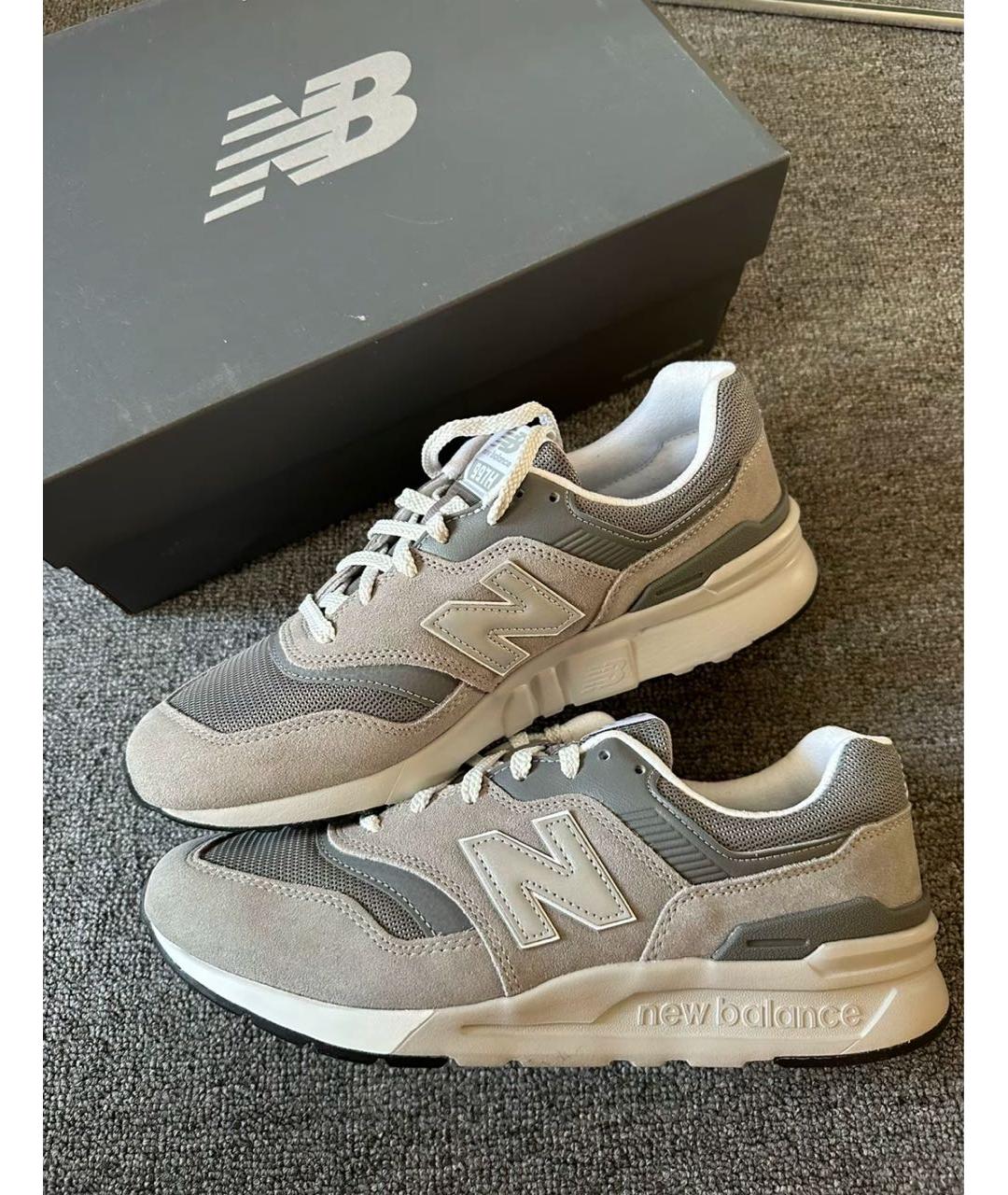 NEW BALANCE Серые замшевые низкие кроссовки / кеды, фото 2
