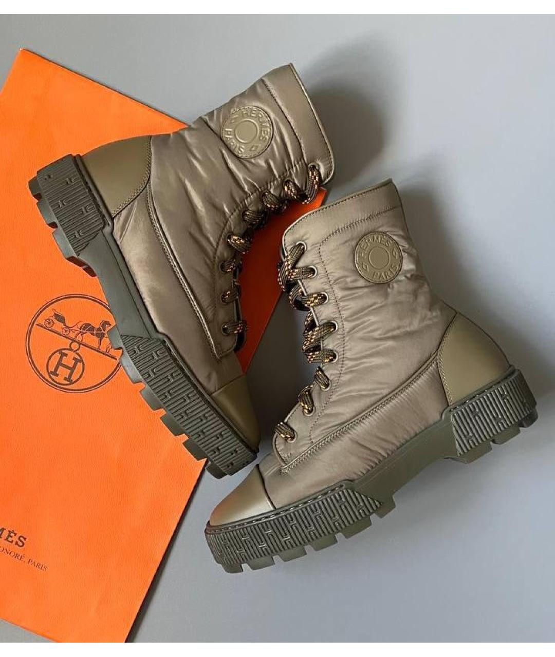 HERMES Хаки синтетические ботинки, фото 2
