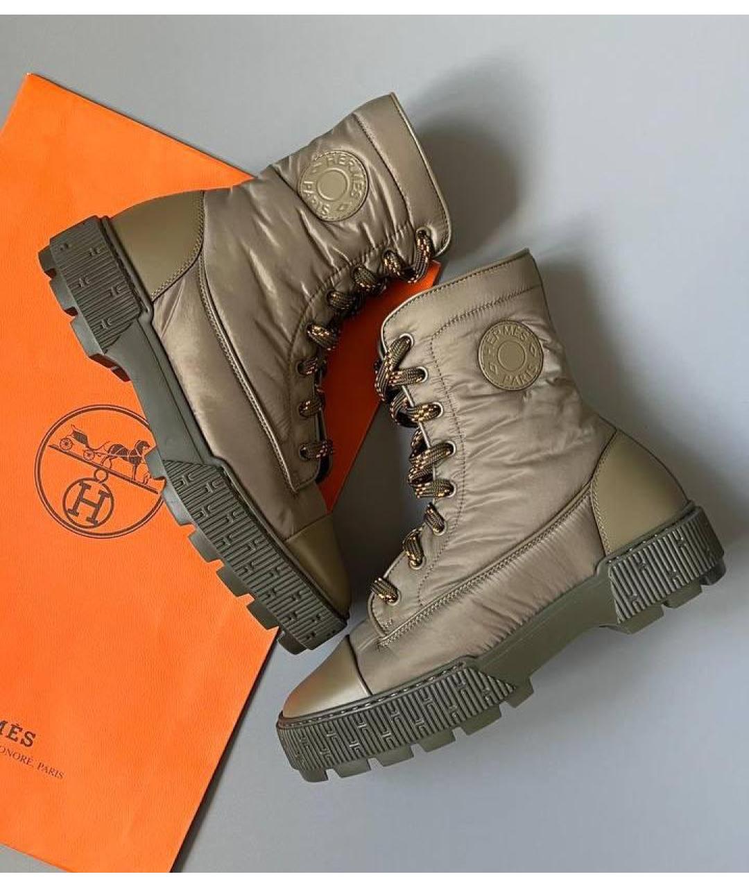 HERMES Хаки синтетические ботинки, фото 3