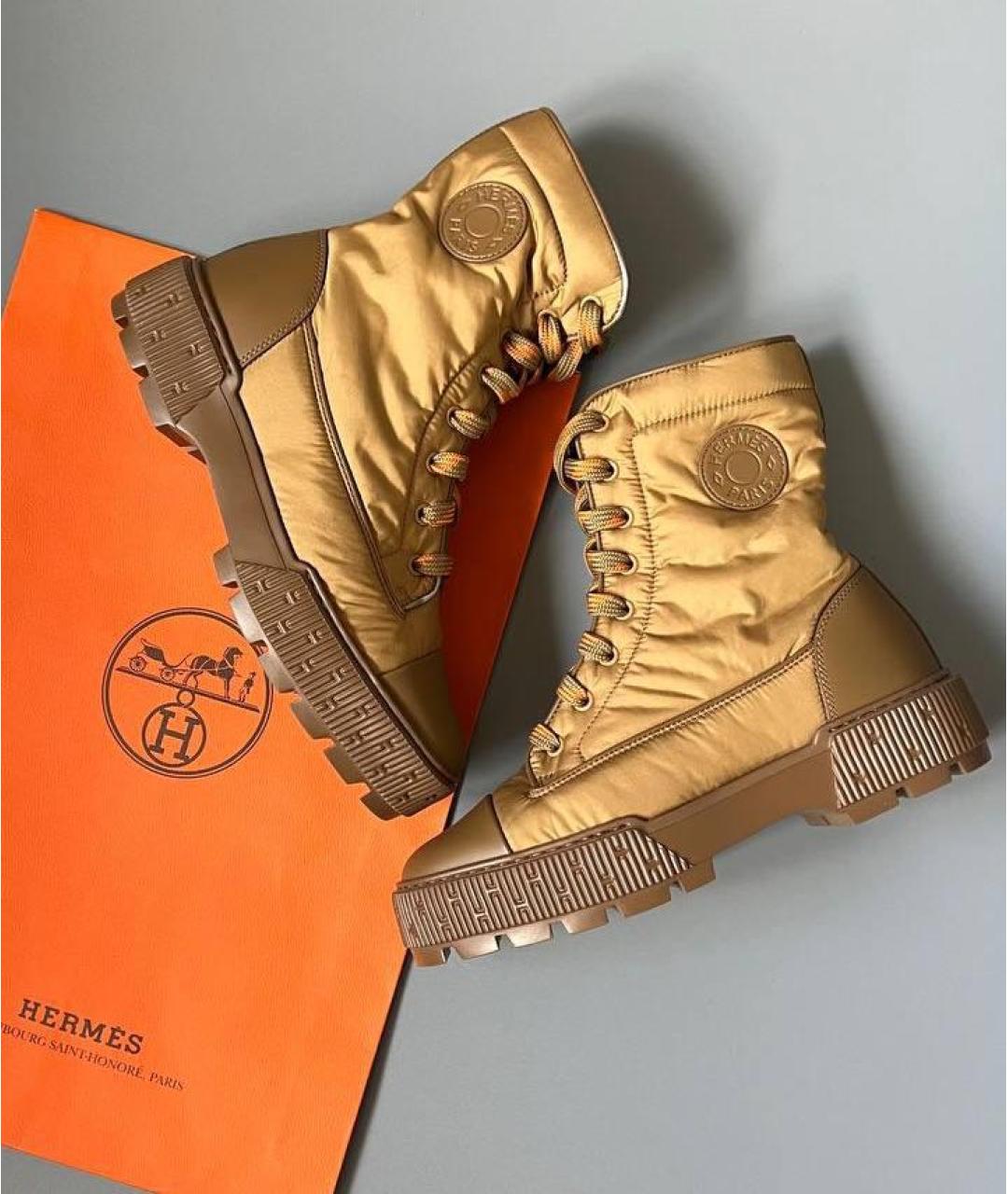 HERMES Коричневые синтетические ботинки, фото 2