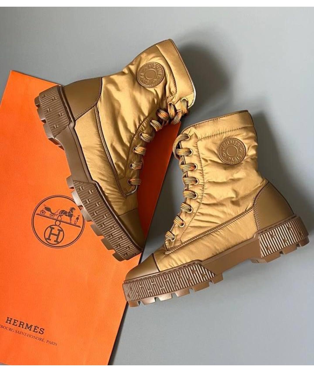 HERMES Коричневые синтетические ботинки, фото 3