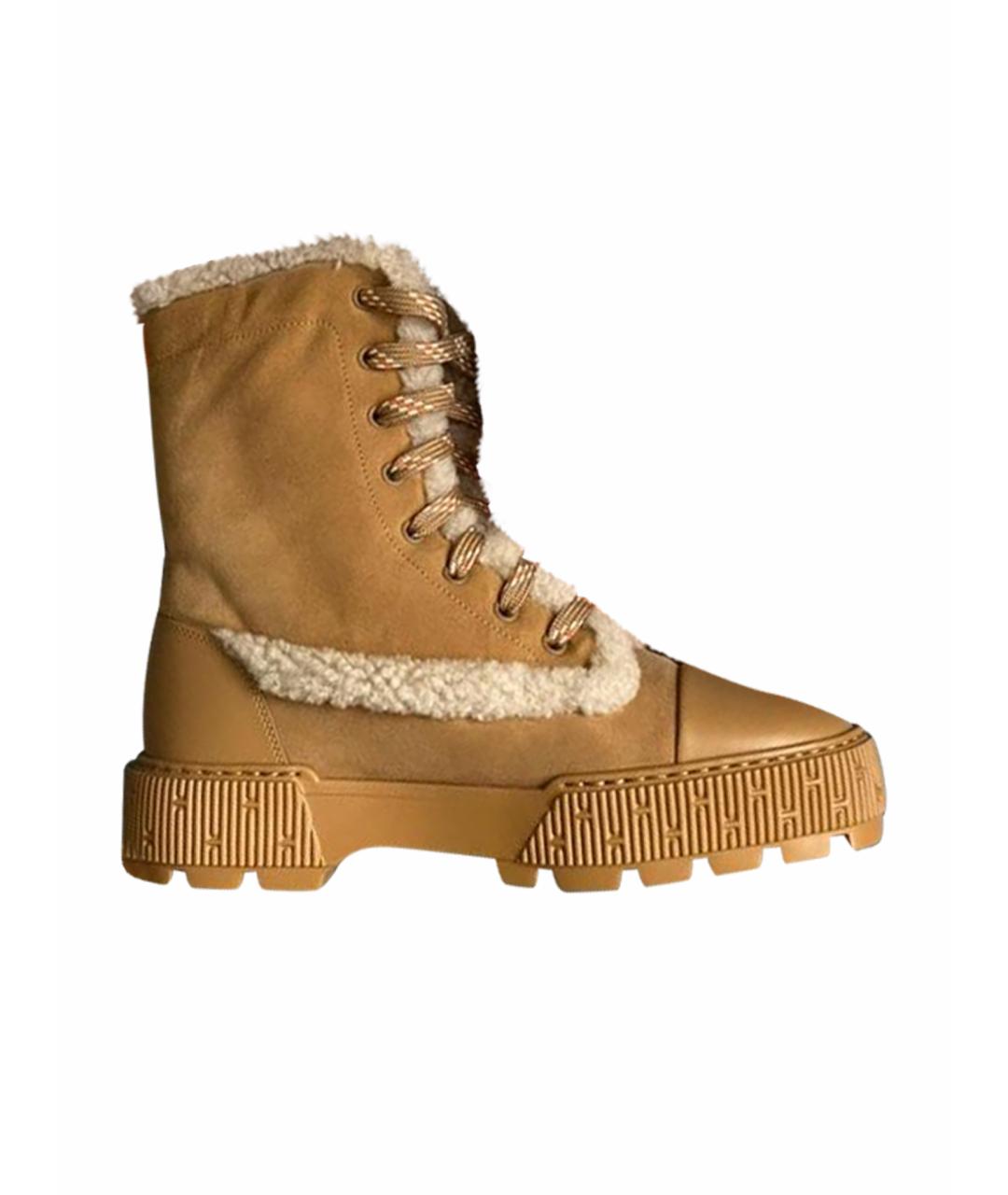 HERMES Коричневые замшевые ботинки, фото 1