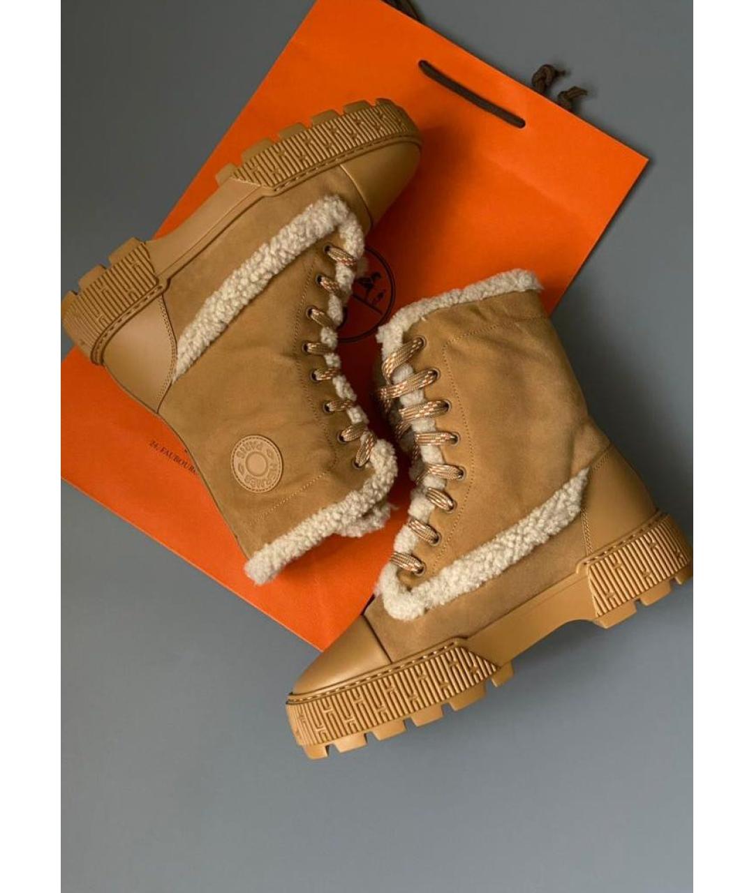 HERMES Коричневые замшевые ботинки, фото 2