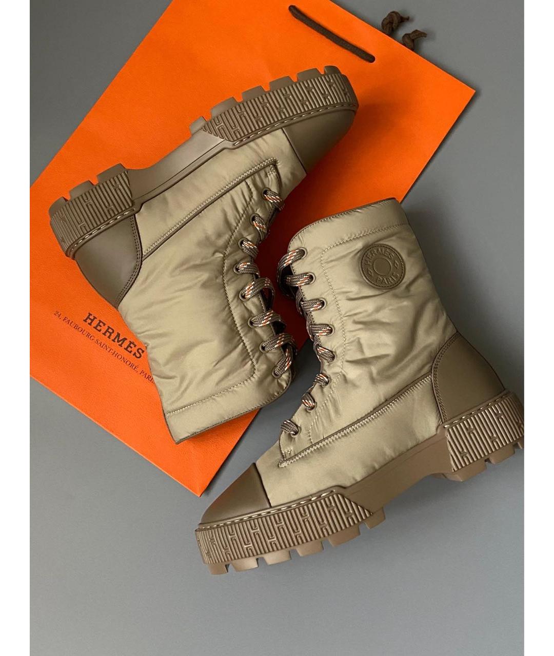 HERMES Хаки синтетические ботинки, фото 2