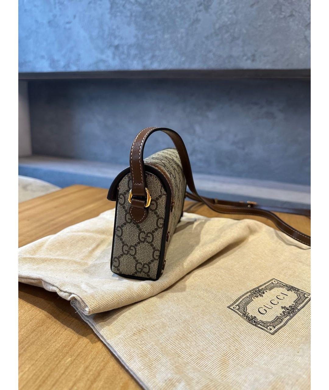 GUCCI Бежевая кожаная сумка через плечо, фото 5