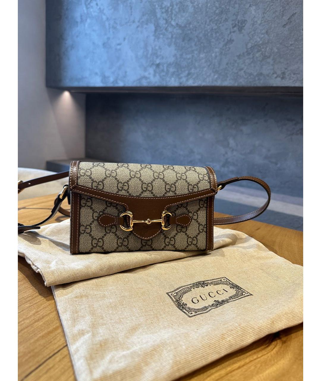 GUCCI Бежевая кожаная сумка через плечо, фото 2