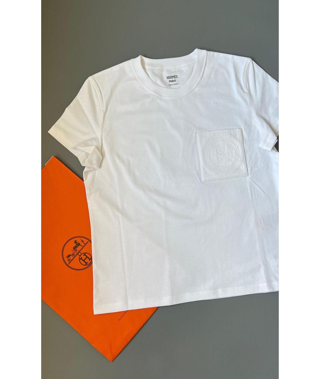 HERMES Белая хлопковая футболка, фото 2