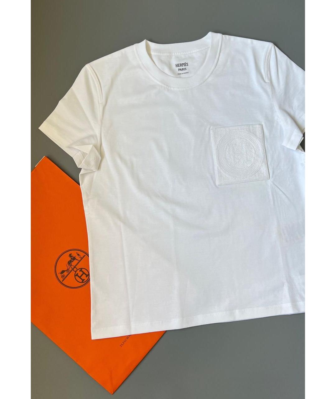 HERMES Белая хлопковая футболка, фото 3