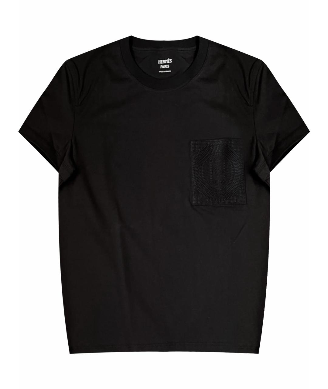 HERMES Черная хлопковая футболка, фото 1