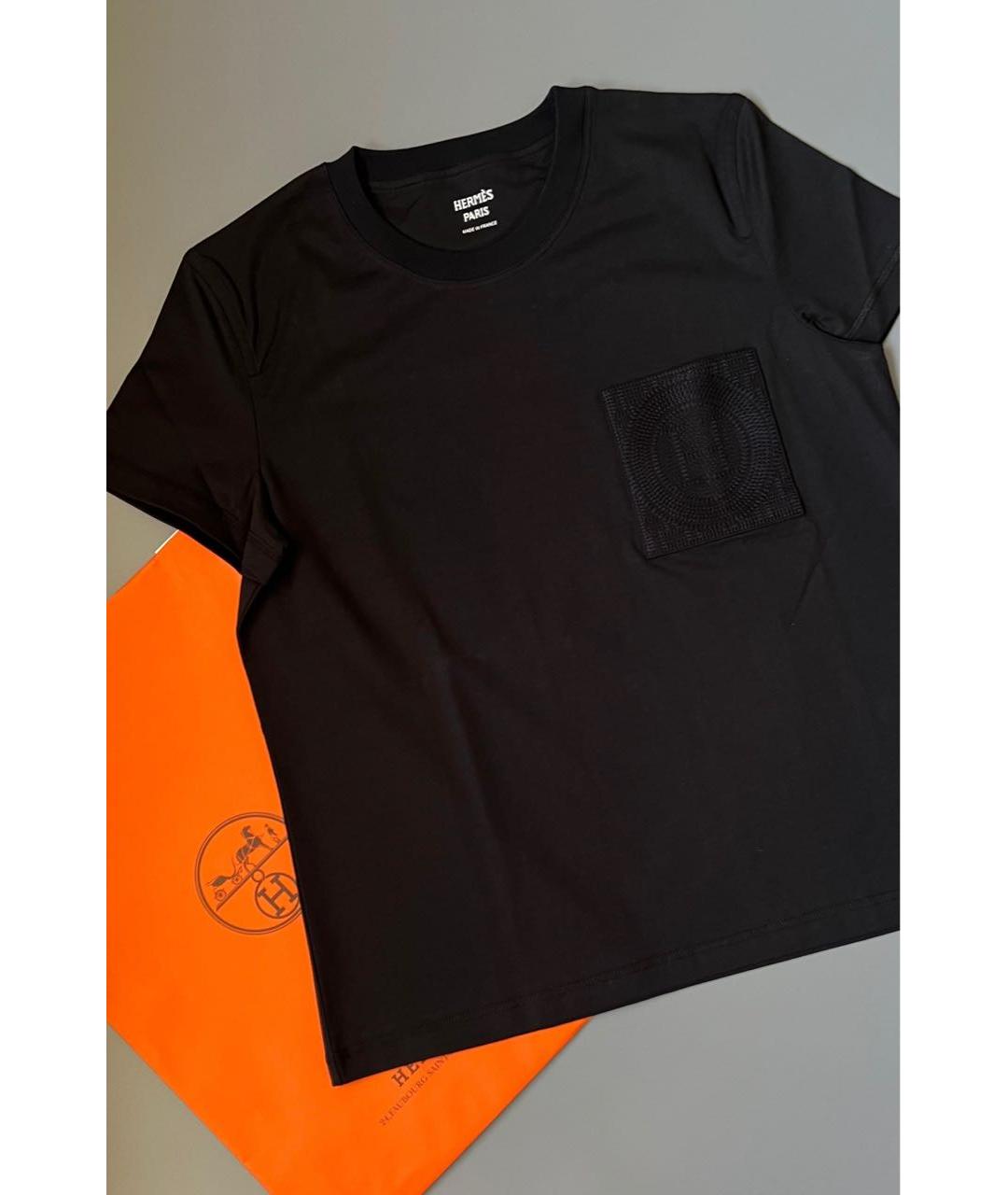 HERMES Черная хлопковая футболка, фото 3
