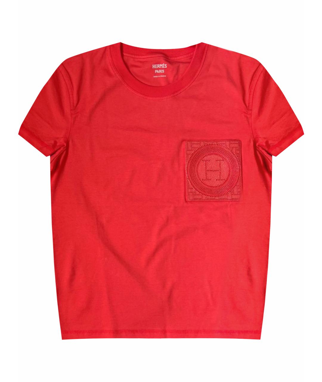HERMES Коралловая хлопковая футболка, фото 1
