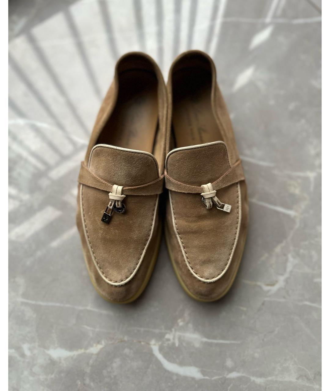 LORO PIANA Бежевые замшевые лоферы, фото 2