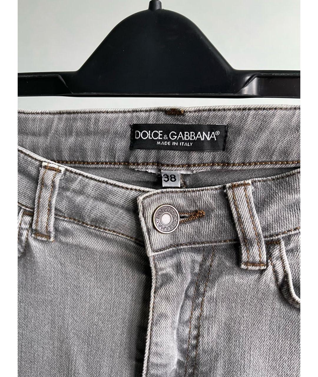 DOLCE&GABBANA Серые хлопко-эластановые джинсы слим, фото 3