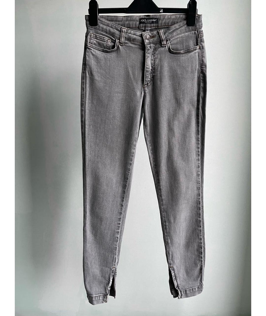 DOLCE&GABBANA Серые хлопко-эластановые джинсы слим, фото 9