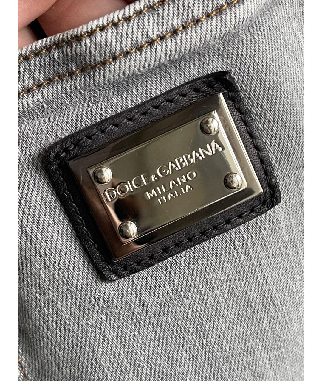 DOLCE&GABBANA Серые хлопко-эластановые джинсы слим, фото 5