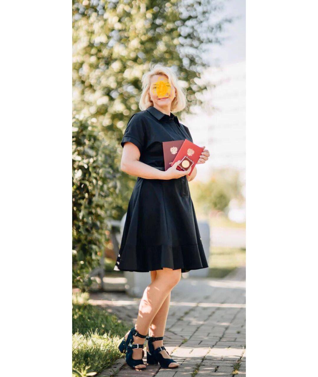 CHRISTIAN DIOR Темно-синее хлопко-эластановое повседневное платье, фото 8