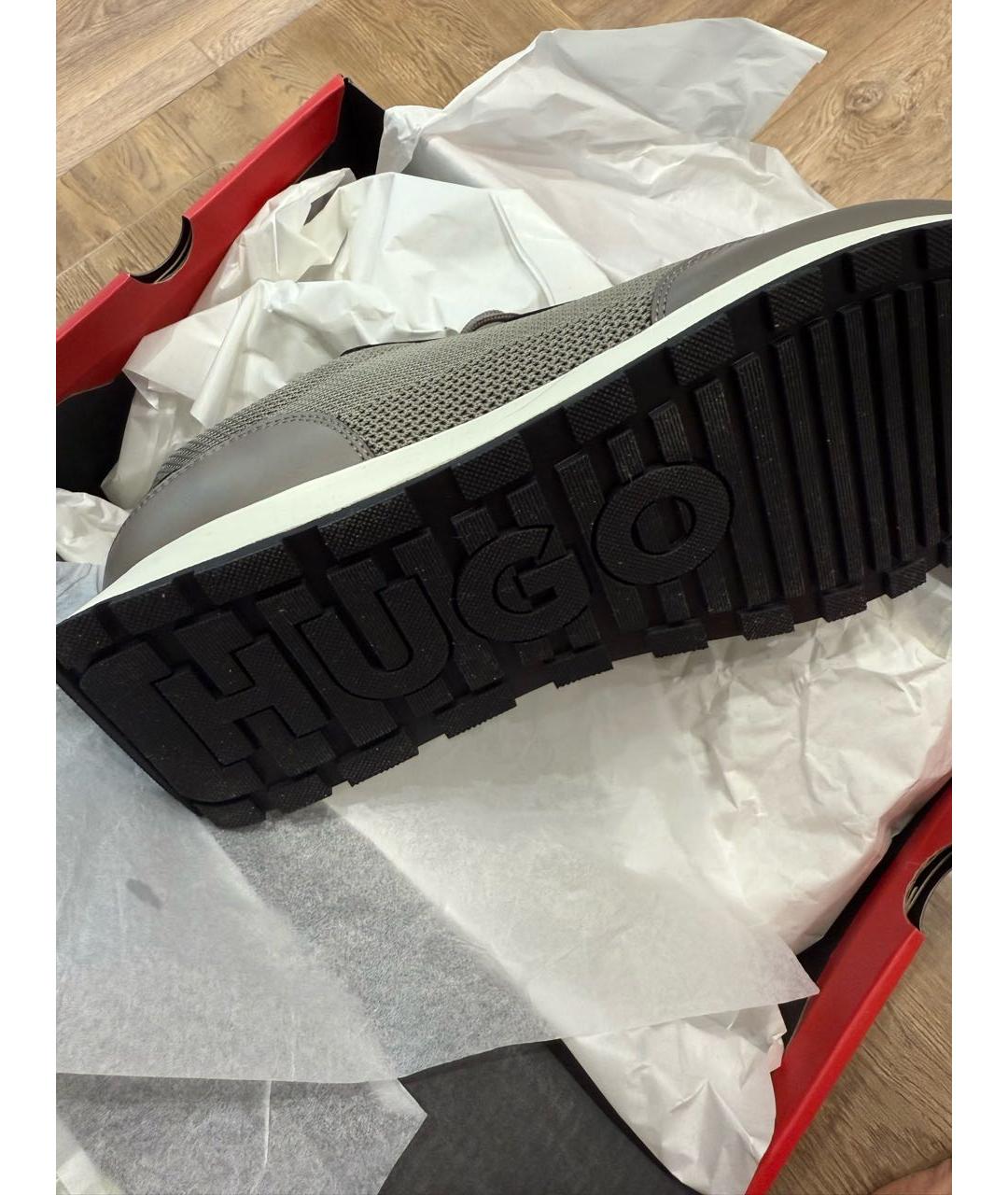 HUGO BOSS Антрацитовые текстильные низкие кроссовки / кеды, фото 2