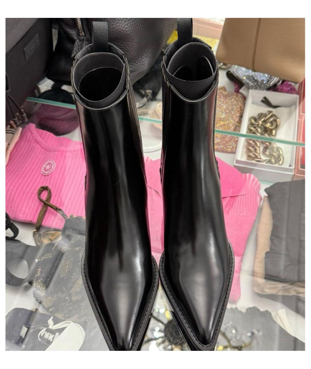 CHRISTIAN DIOR Черные кожаные ботильоны, фото 2