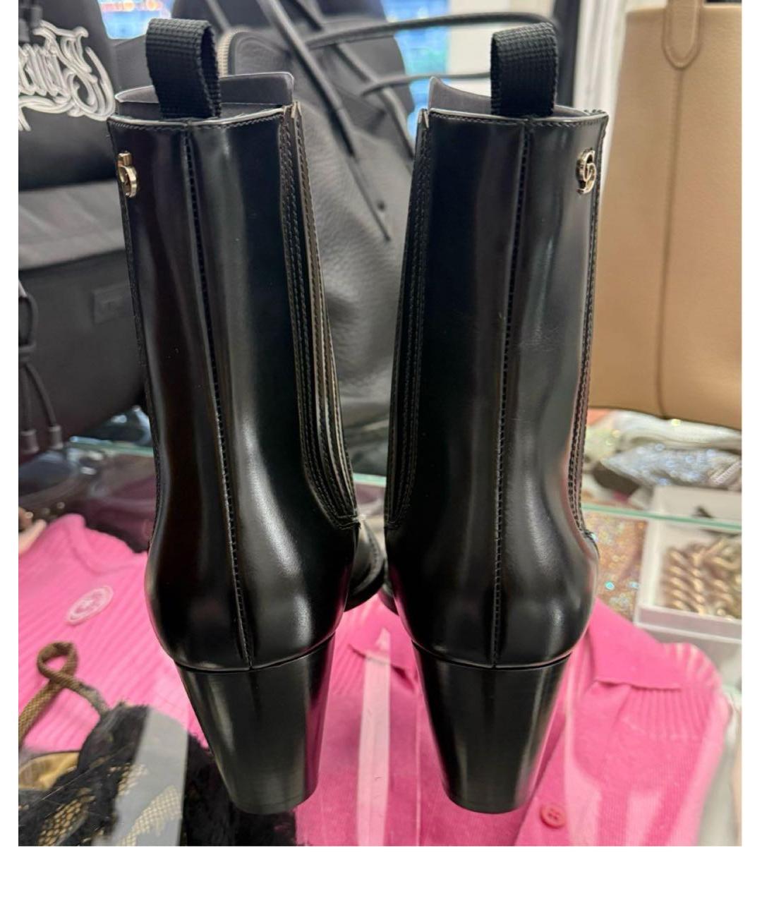 CHRISTIAN DIOR Черные кожаные ботильоны, фото 3