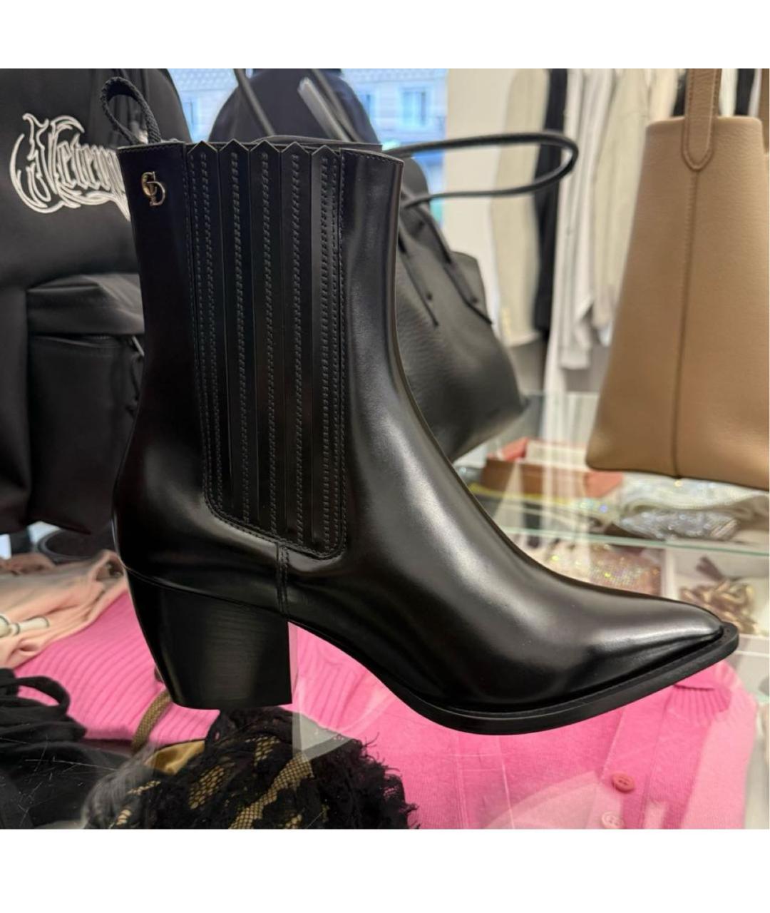 CHRISTIAN DIOR Черные кожаные ботильоны, фото 5