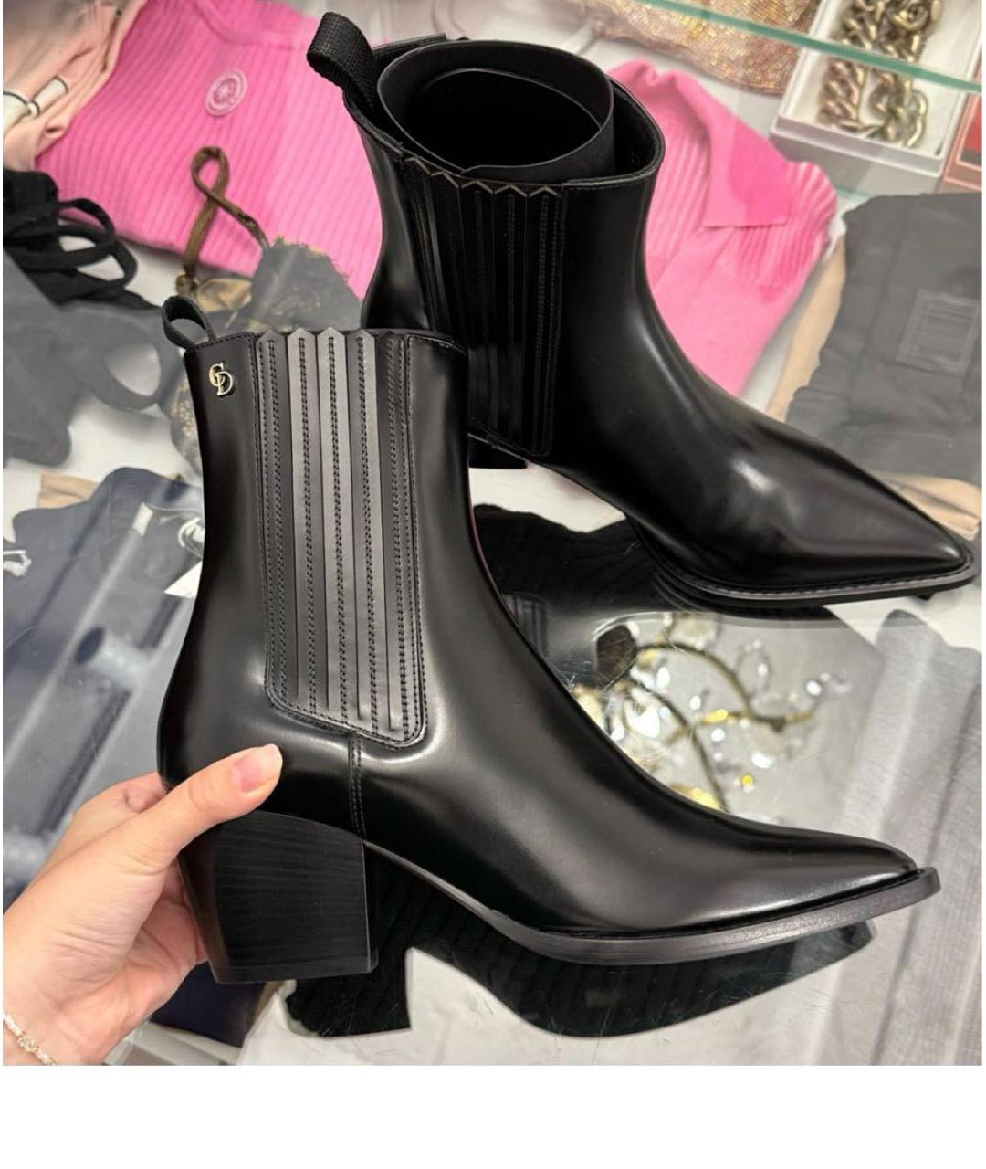 CHRISTIAN DIOR Черные кожаные ботильоны, фото 4