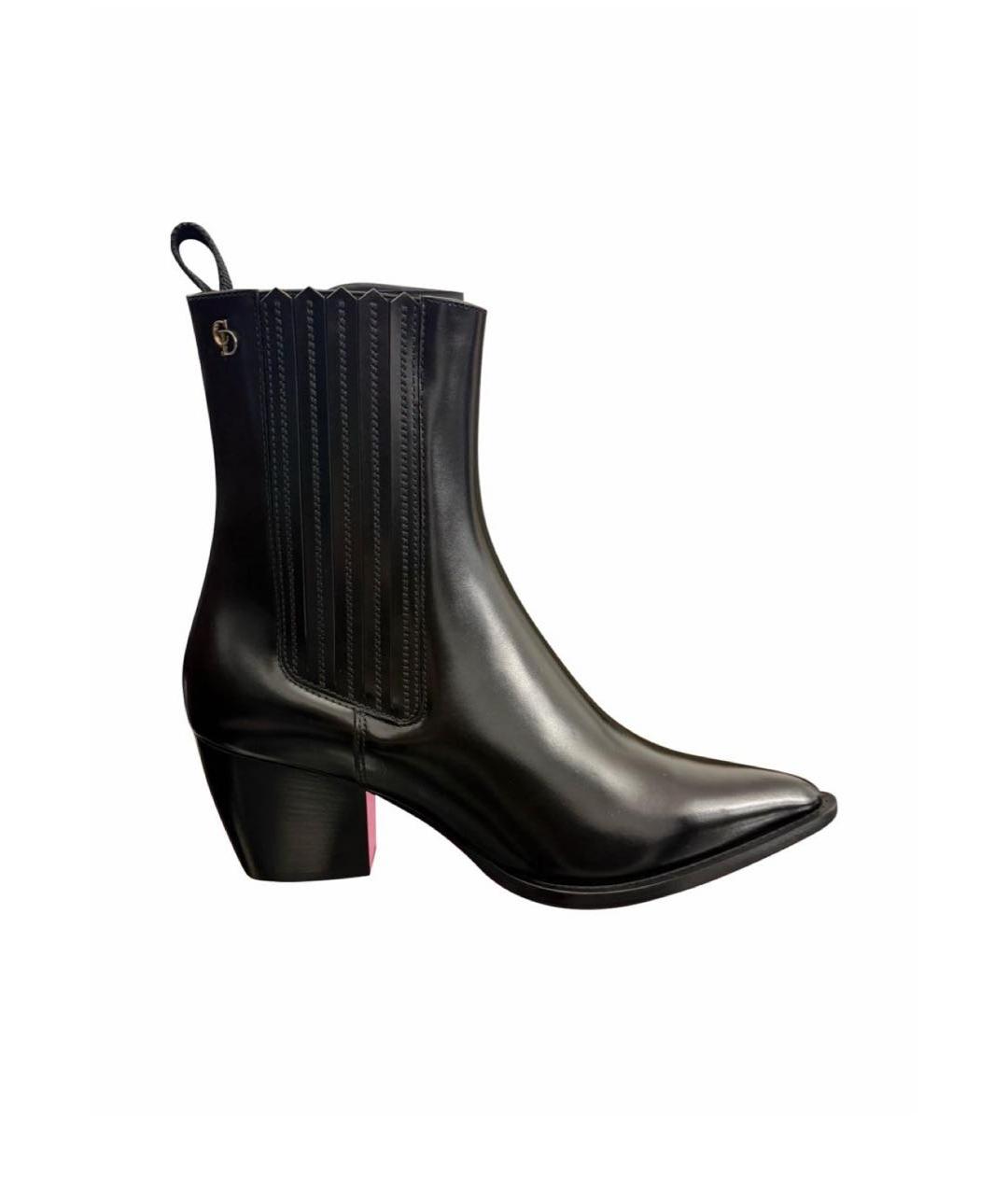 CHRISTIAN DIOR Черные кожаные ботильоны, фото 1