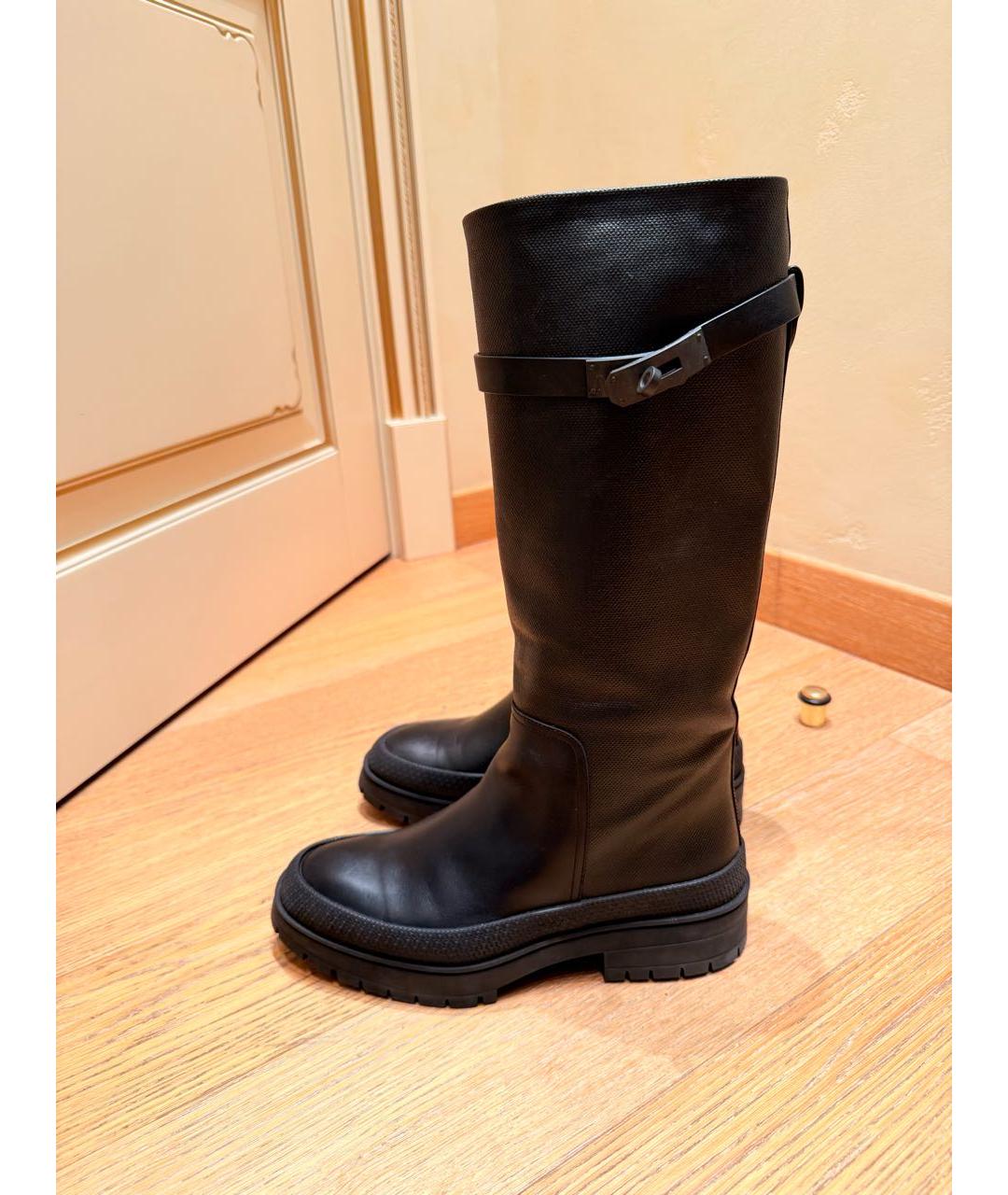 HERMES Черные кожаные сапоги, фото 2