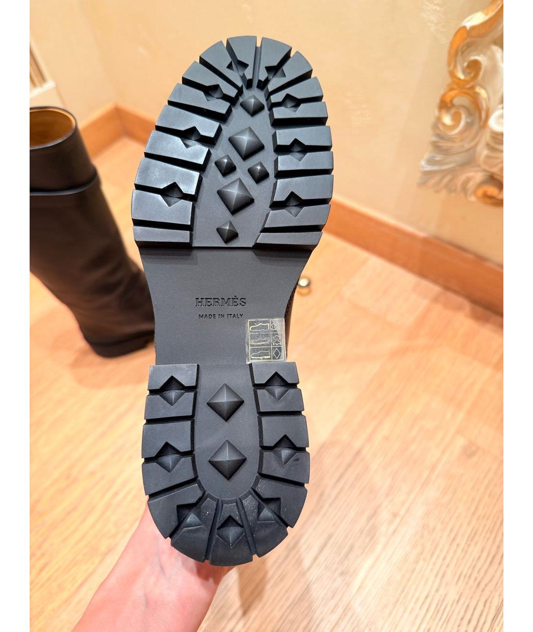 HERMES Черные кожаные сапоги, фото 5