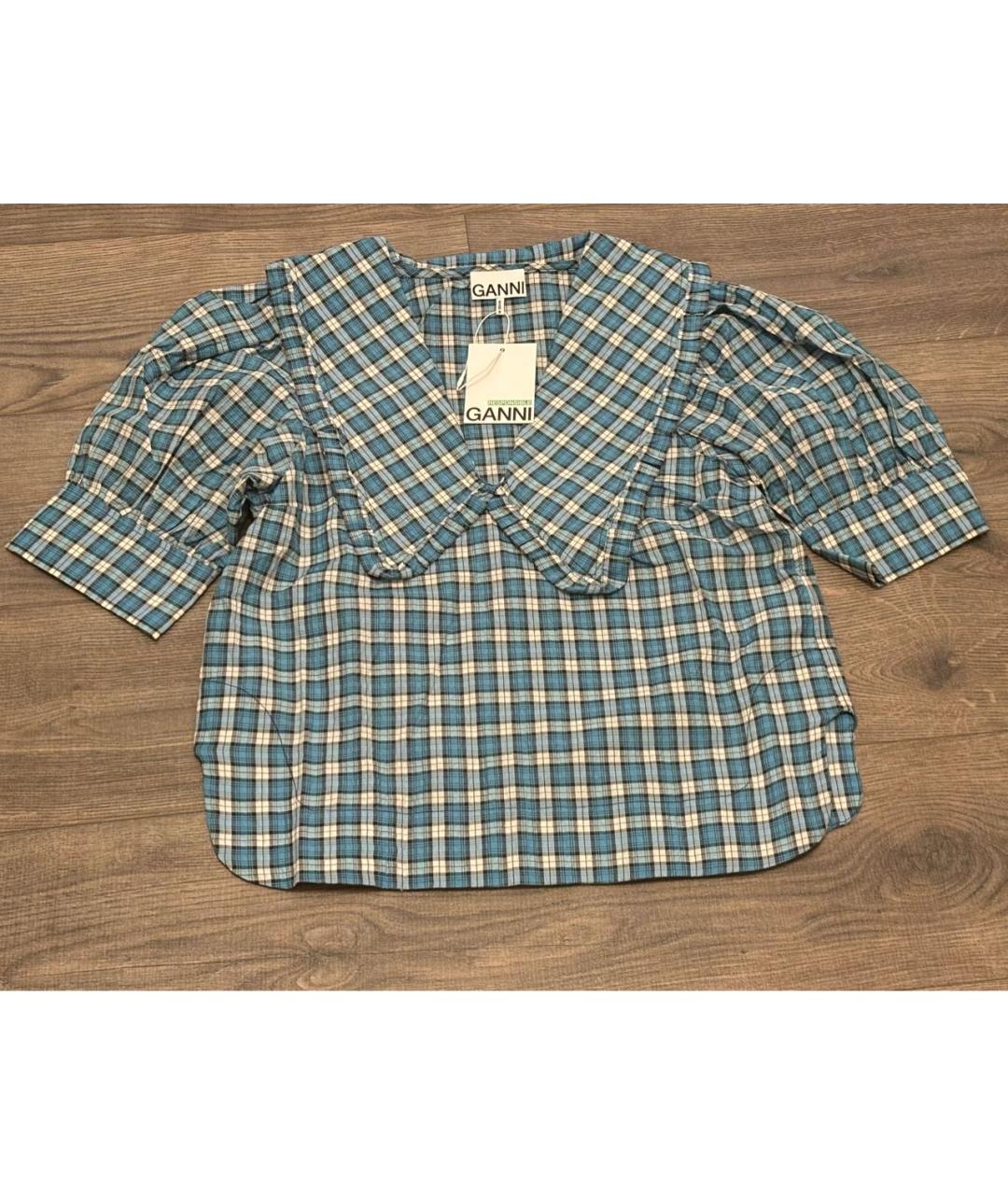 GANNI Голубая хлопковая блузы, фото 3