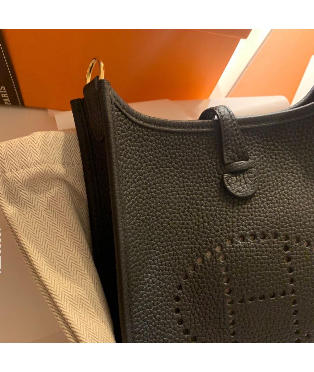 HERMES Черная кожаная сумка через плечо, фото 3