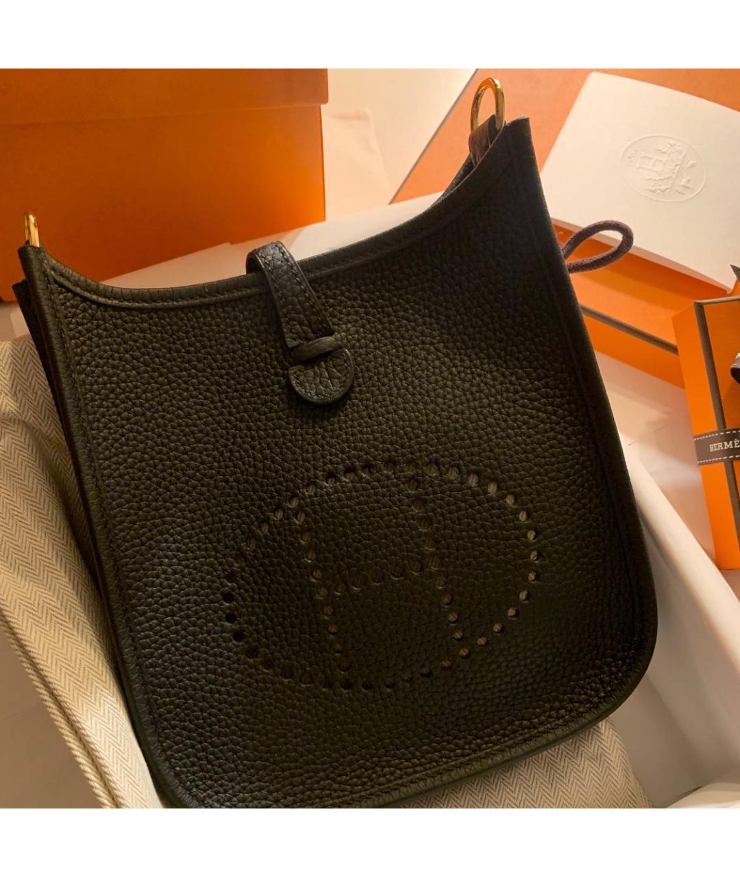 HERMES Черная кожаная сумка через плечо, фото 2