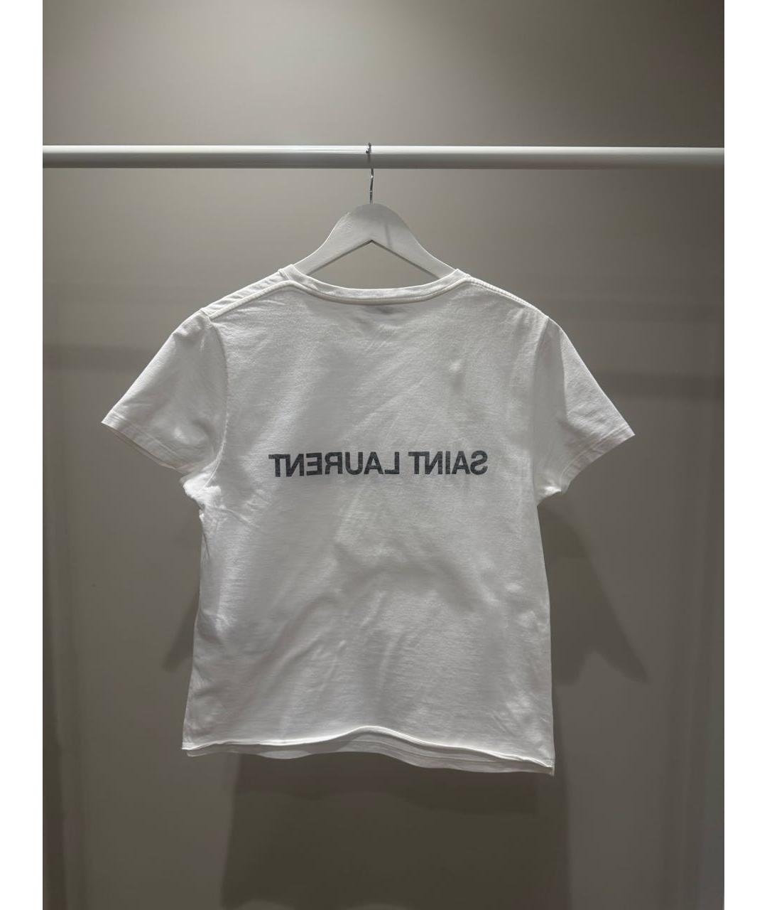 SAINT LAURENT Белая хлопковая футболка, фото 2