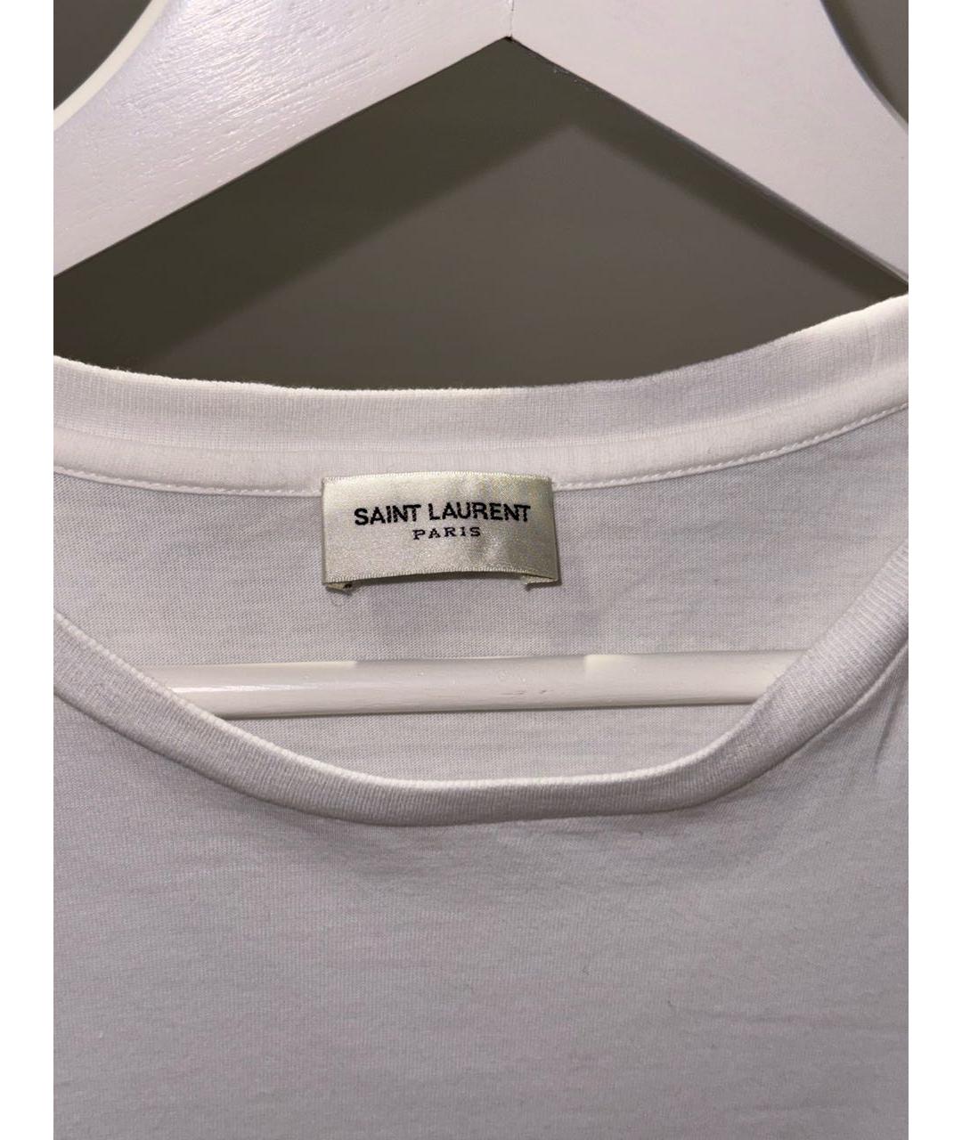 SAINT LAURENT Белая хлопковая футболка, фото 3