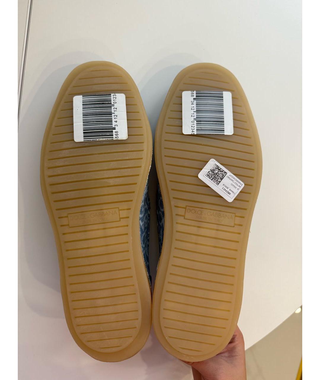 DOLCE&GABBANA Голубые текстильные лоферы, фото 5