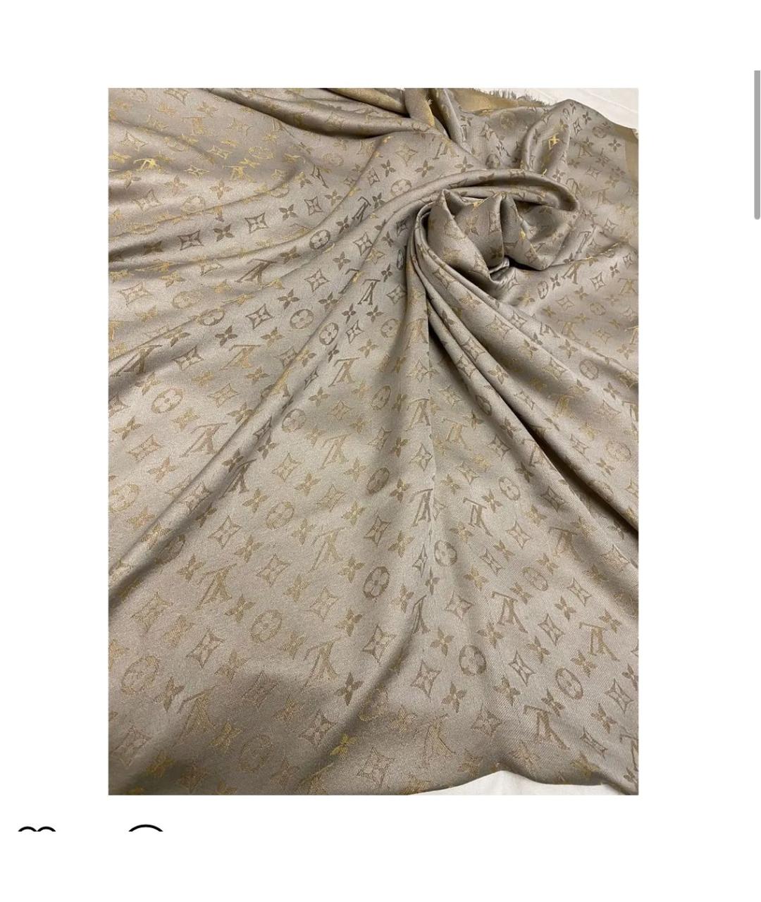 LOUIS VUITTON Золотой шелковый шарф, фото 2