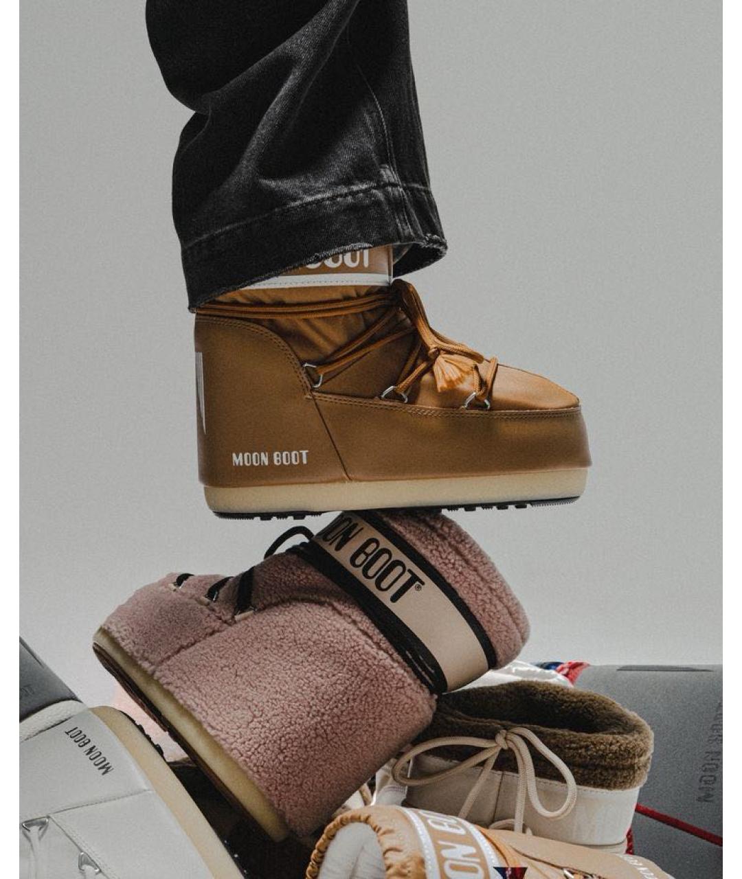 MOON BOOT Коричневые текстильные ботинки, фото 5
