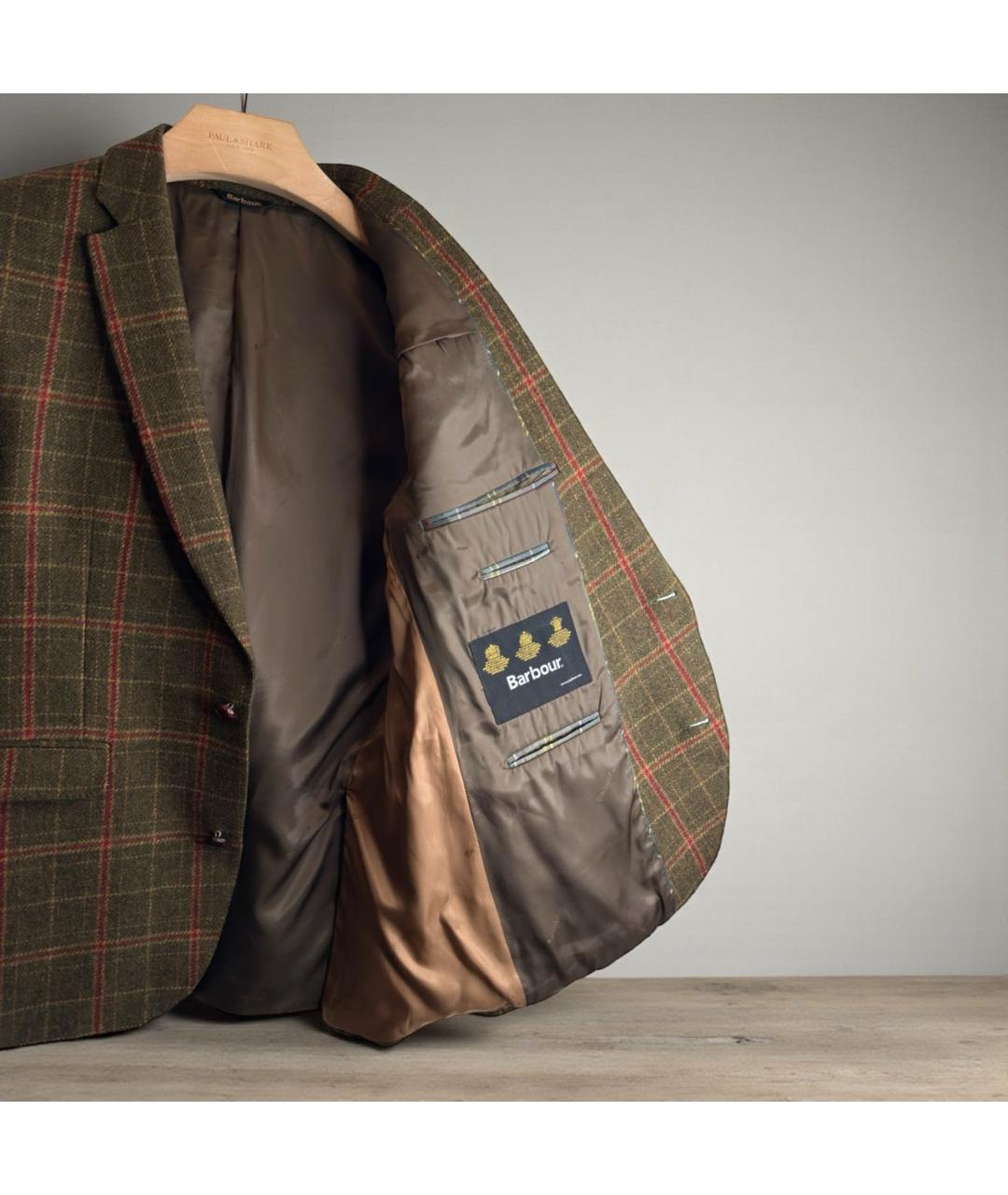 BARBOUR Коричневый шерстяной пиджак, фото 6