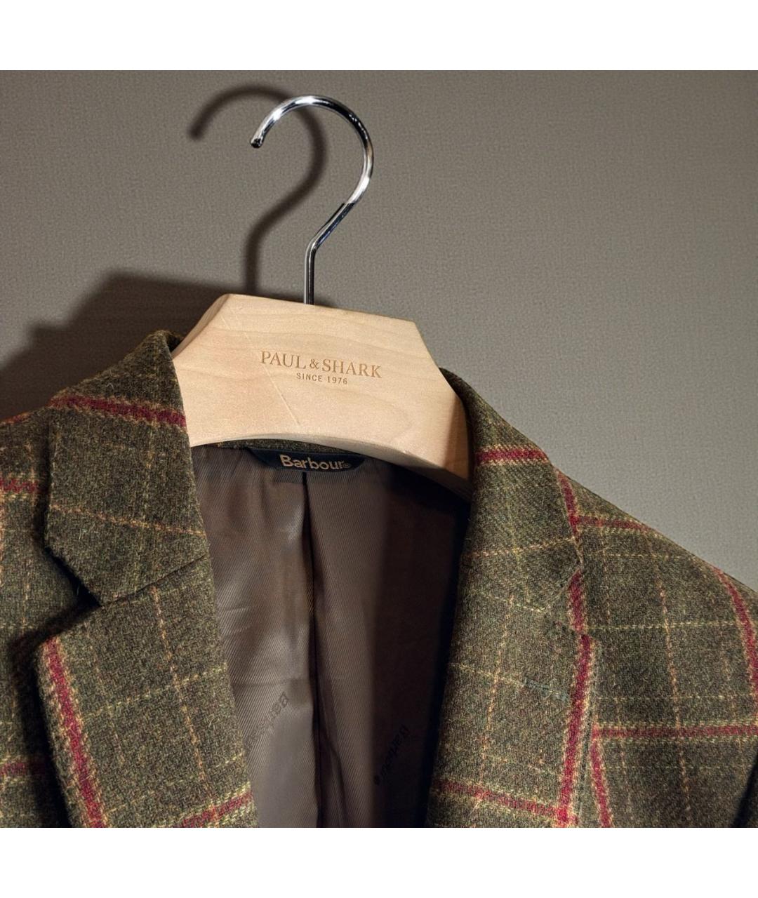 BARBOUR Коричневый шерстяной пиджак, фото 2