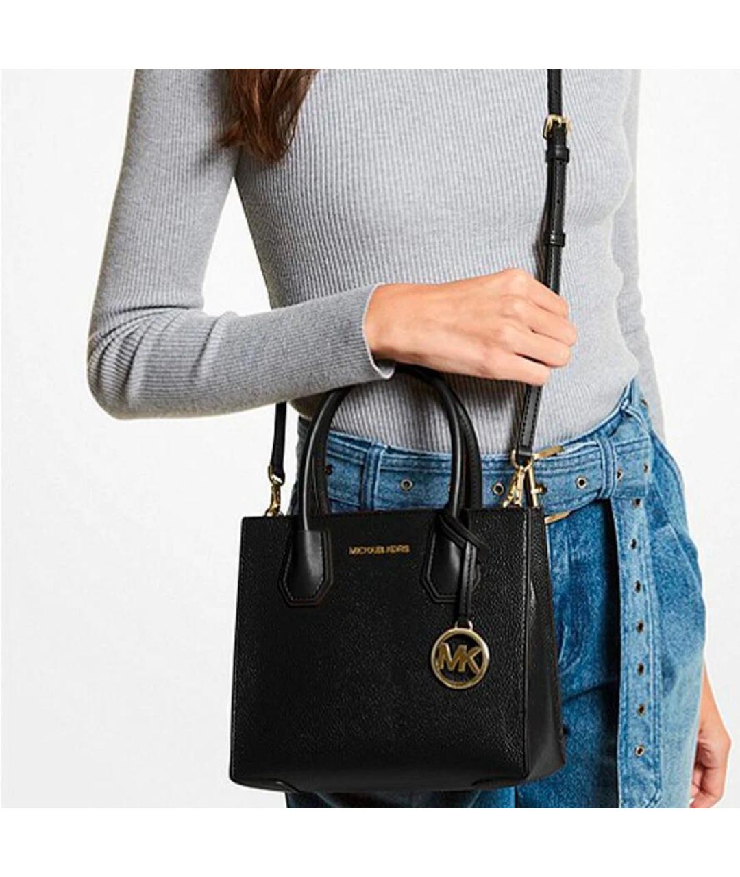 MICHAEL KORS Черная кожаная сумка с короткими ручками, фото 2