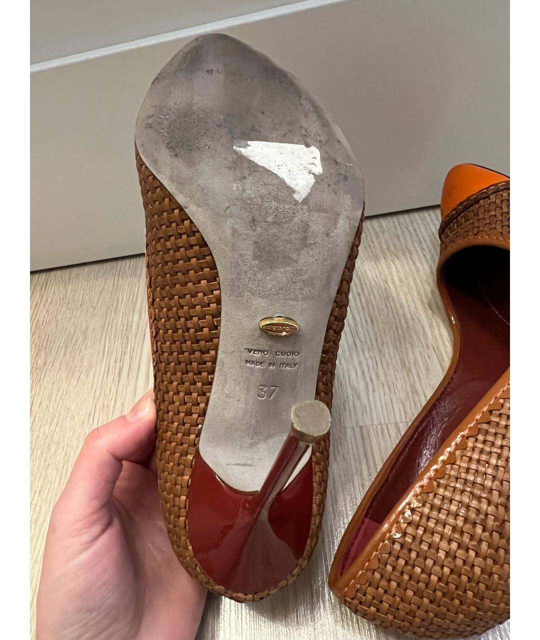 SERGIO ROSSI Оранжевое кожаные туфли, фото 6