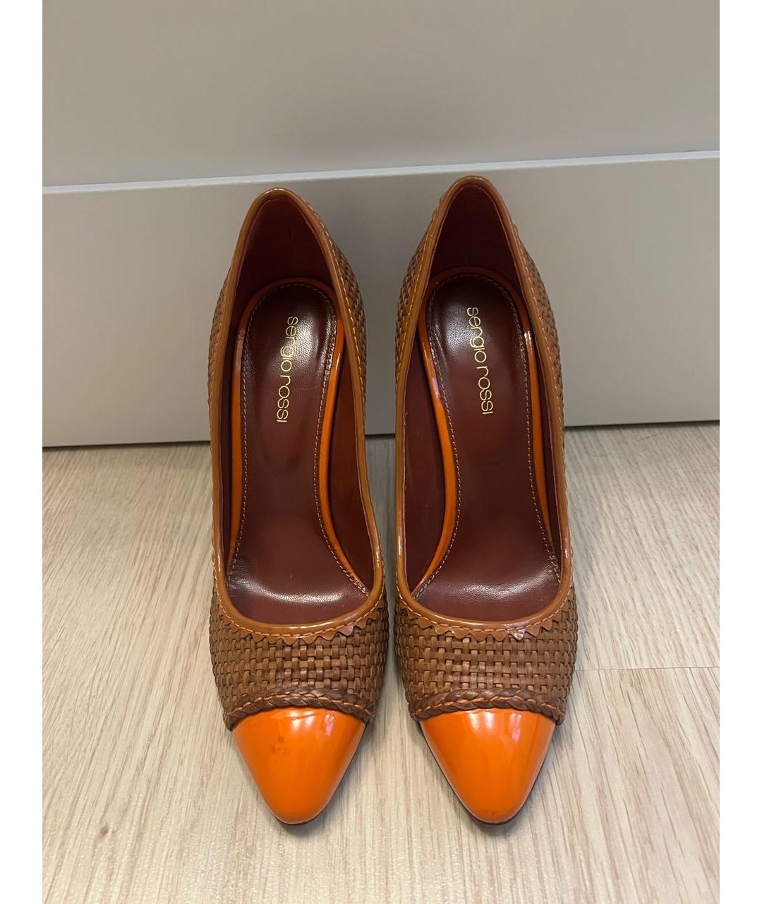 SERGIO ROSSI Оранжевое кожаные туфли, фото 2