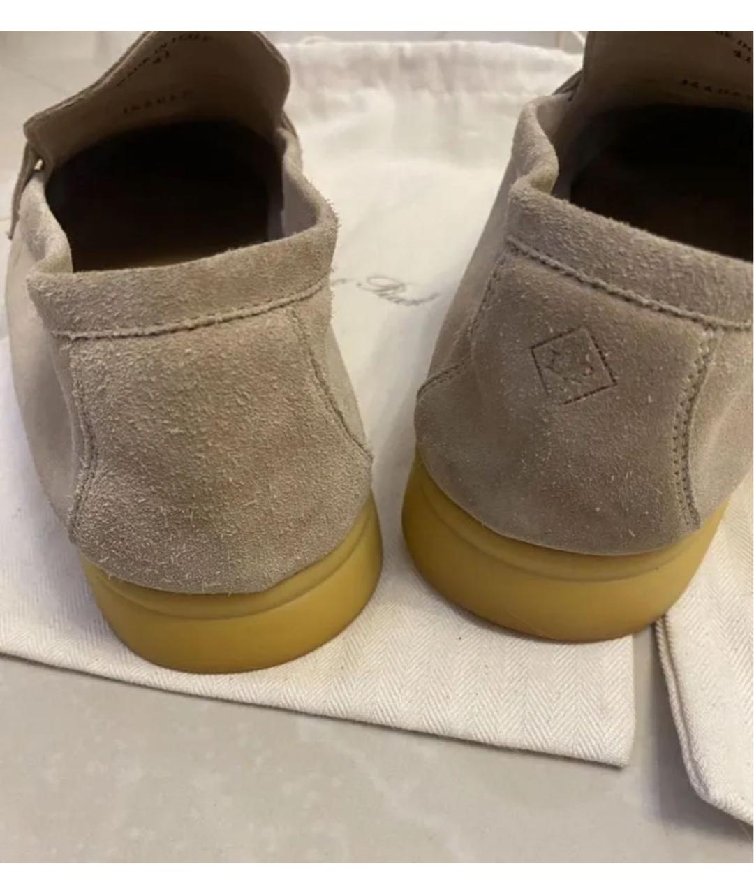 LORO PIANA Бежевые замшевые лоферы, фото 4