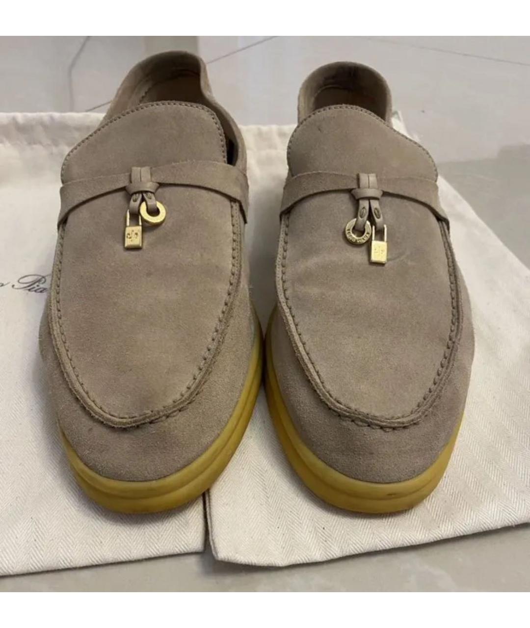 LORO PIANA Бежевые замшевые лоферы, фото 2