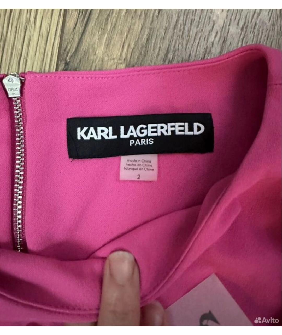 KARL LAGERFELD Розовое полиэстеровое коктейльное платье, фото 6