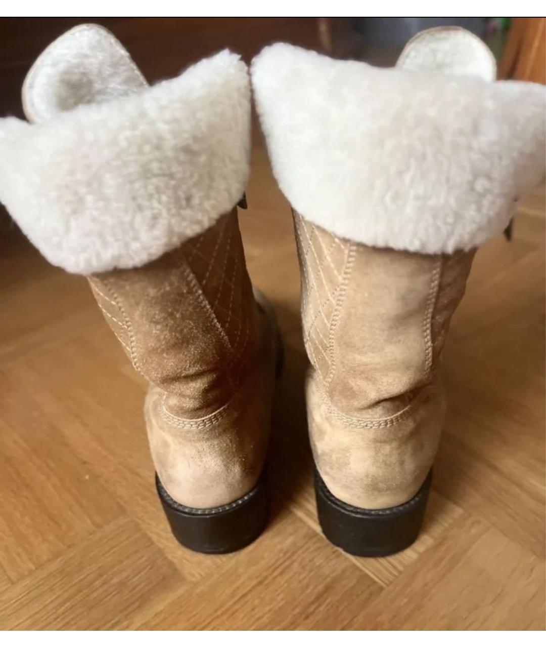 CHANEL Бежевые замшевые сапоги, фото 3